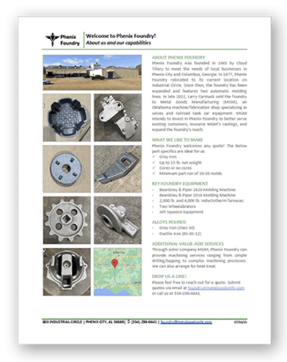 Phenix Foundry Snapshot Brochure